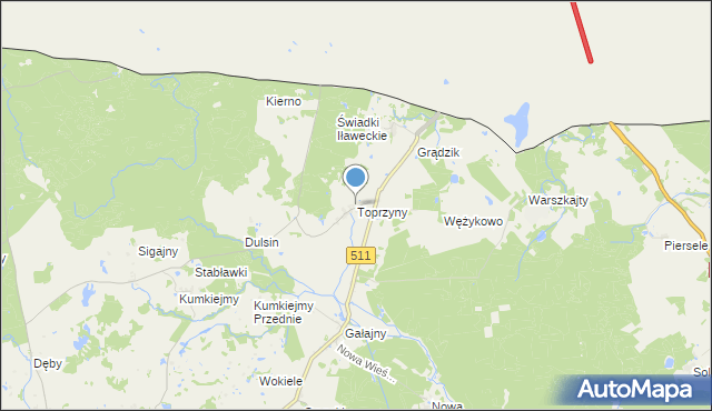 mapa Toprzyny, Toprzyny na mapie Targeo